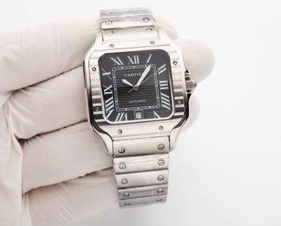 Cartier Santos 316L Steel 8215 Movement 47.5*39.8MM Black/White Dial Men Watch